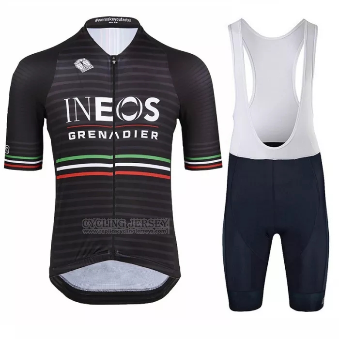 2022 Cycling Jersey Ineos Grenadiers Black Gray Short Sleeve and Bib Short